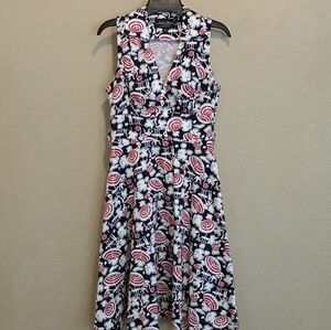 Retrospec'd Clothing Fit And Flare Collared Sleeveless Dress Umbrellas Lady 6